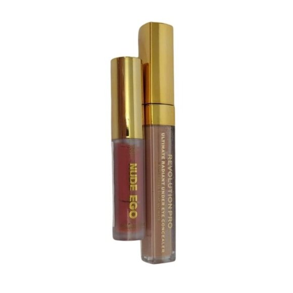 Nude Ego Lip Gloss & Revolution Pro Ultimate Radiant Under Eye Concealer Makeup - Picture 2 of 6